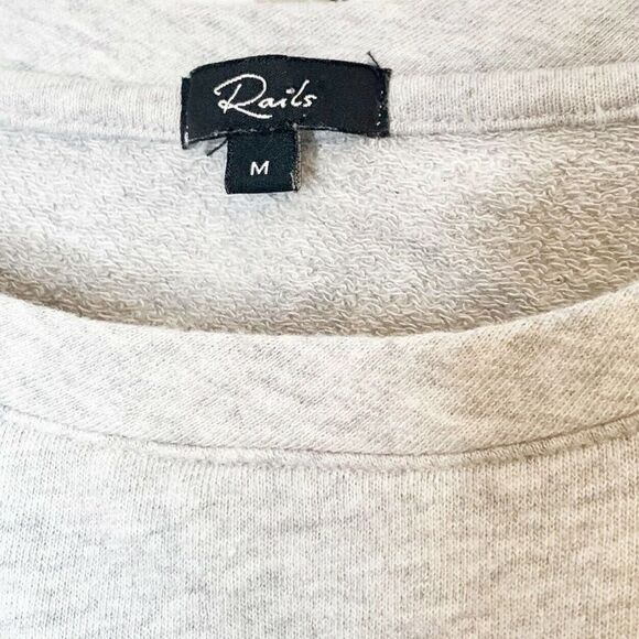 Rails Grey Heather Ruffle Tie Sleeve Crew Neck Marilyn Top Size Medium - Picture 5 of 8